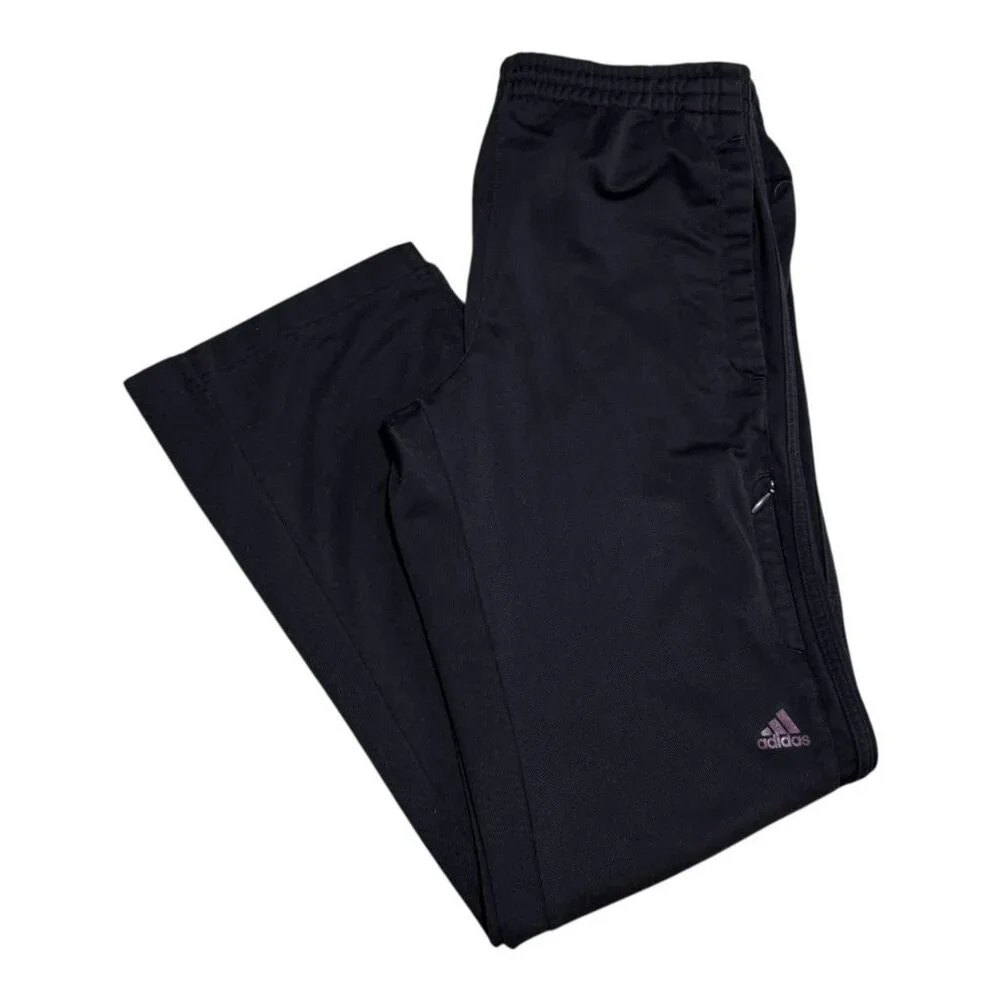 Adidas 100% Polyester Black Maroon Straight Leg Track Pants‎ Men's Medium